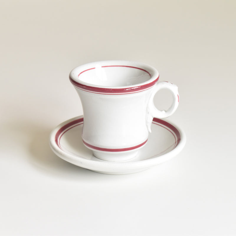 Antique Cup & Saucer Sarreguemines Brûlot Red B