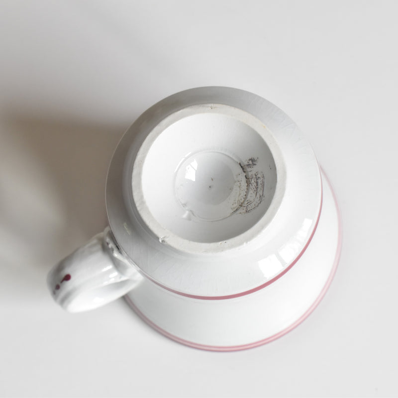 Antique Cup & Saucer Sarreguemines Brûlot Red B