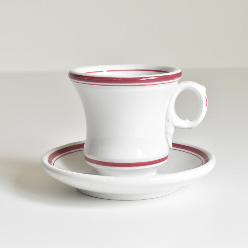 Antique Cup & Saucer Sarreguemines Brûlot Red B