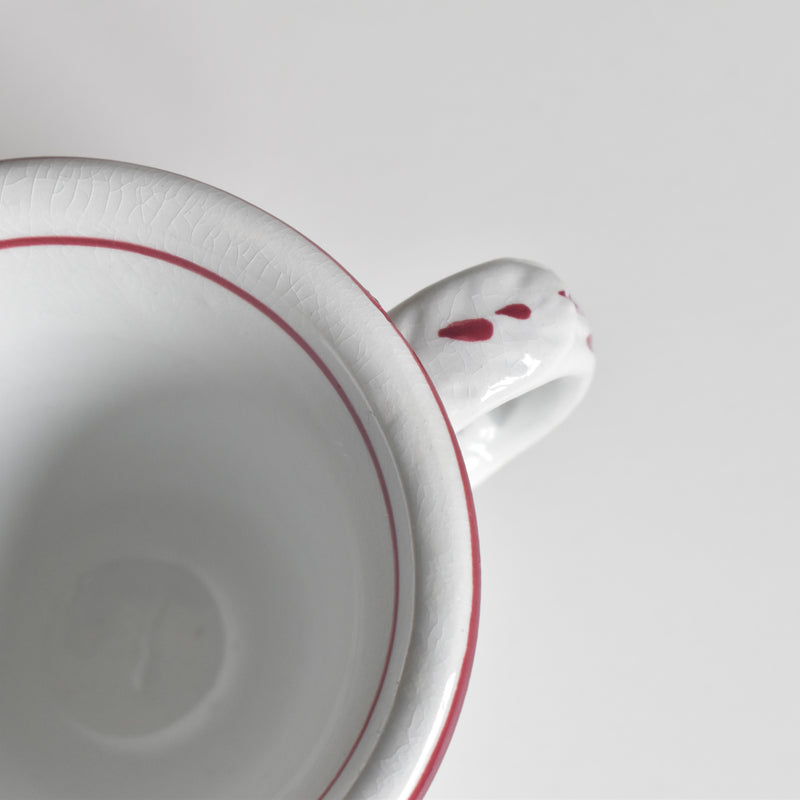Antique Cup & Saucer Sarreguemines Brûlot Red B