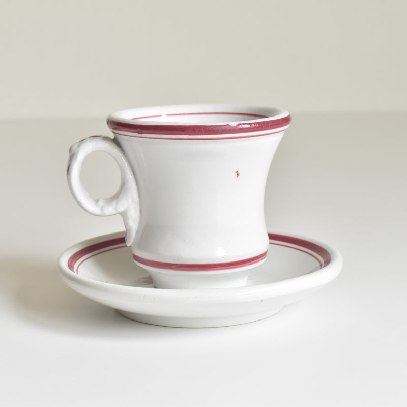 Antique Cup & Saucer Sarreguemines Brûlot Red B