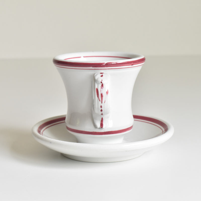Antique Cup & Saucer Sarreguemines Brûlot Red B