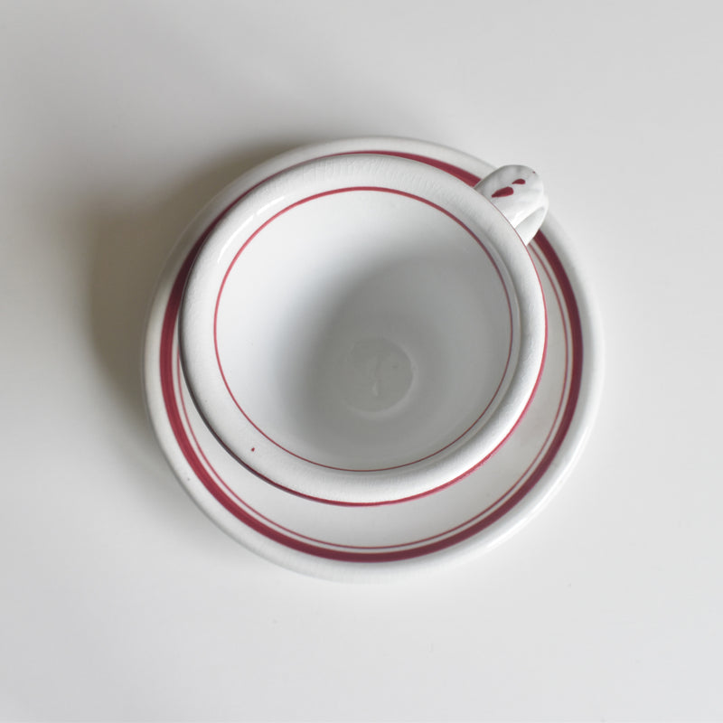 Antique Cup & Saucer Sarreguemines Brûlot Red B