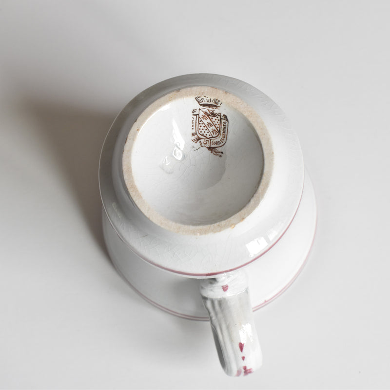 Antique Cup & Saucer, Sarreguemines Brûlot Red C