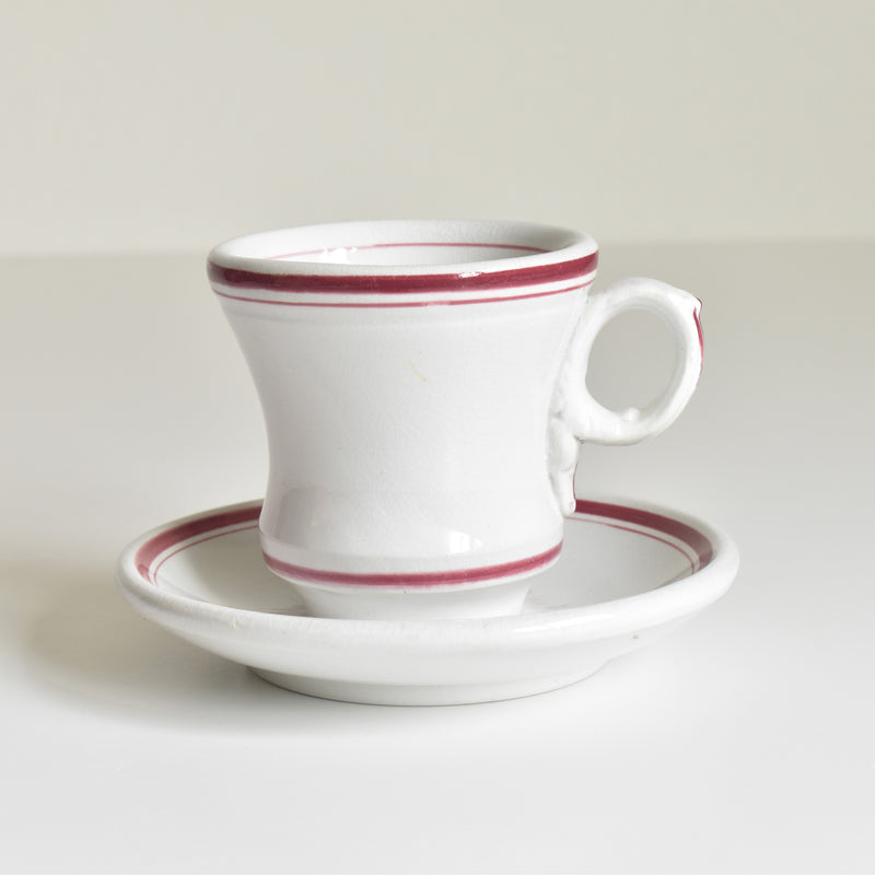 Antique Cup & Saucer, Sarreguemines Brûlot Red C