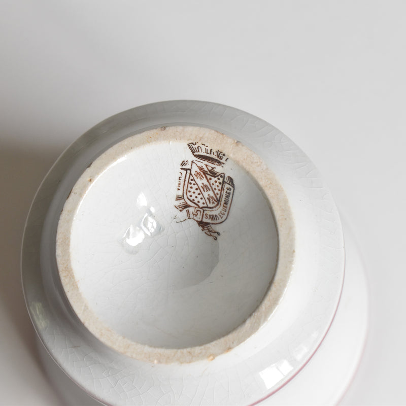 Antique Cup & Saucer, Sarreguemines Brûlot Red C