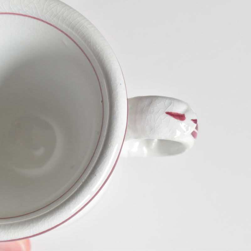 Antique Cup & Saucer, Sarreguemines Brûlot Red C