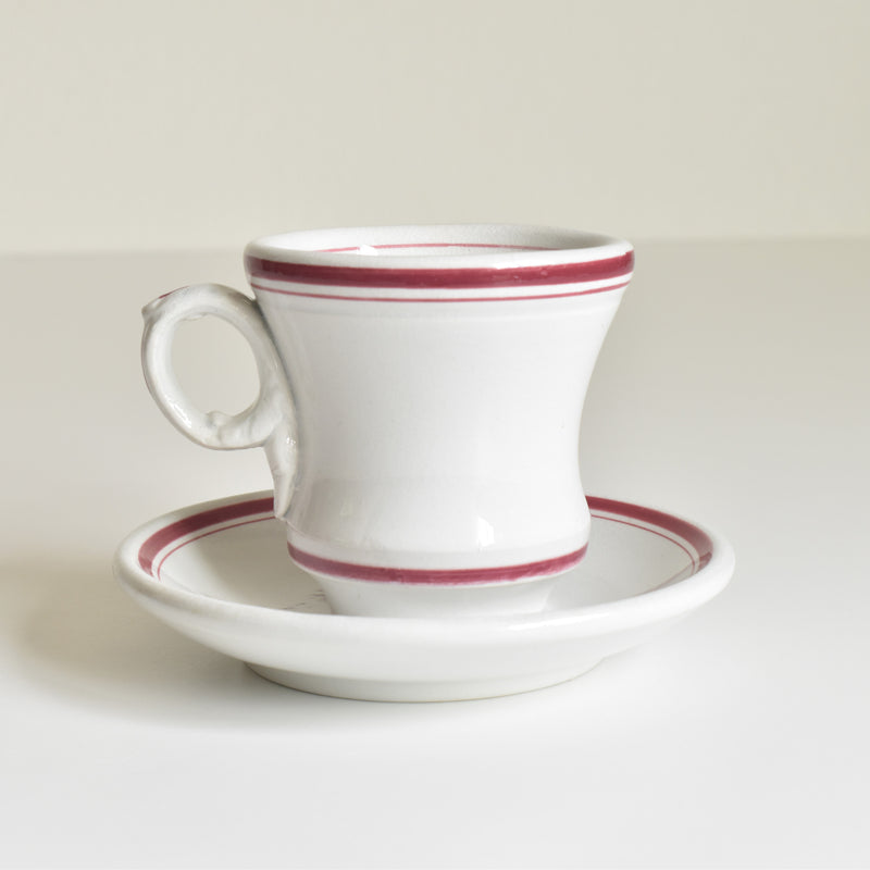 Antique Cup & Saucer, Sarreguemines Brûlot Red C