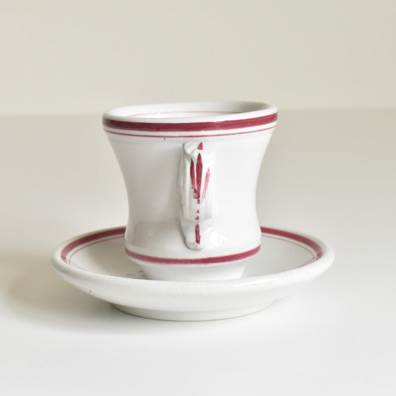 Antique Cup & Saucer, Sarreguemines Brûlot Red C