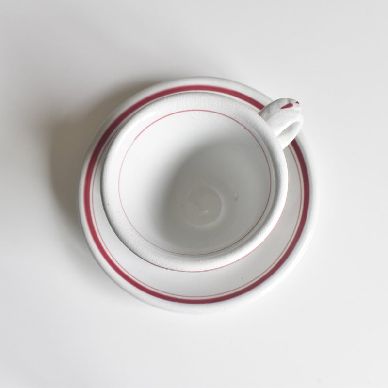 Antique Cup & Saucer, Sarreguemines Brûlot Red C