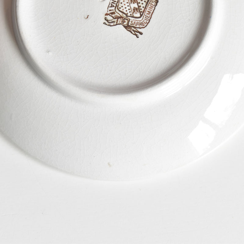Antique Cup & Saucer, Sarreguemines Brûlot, Red D