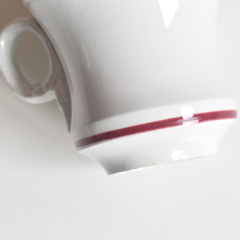 Antique Cup & Saucer, Sarreguemines Brûlot, Red D