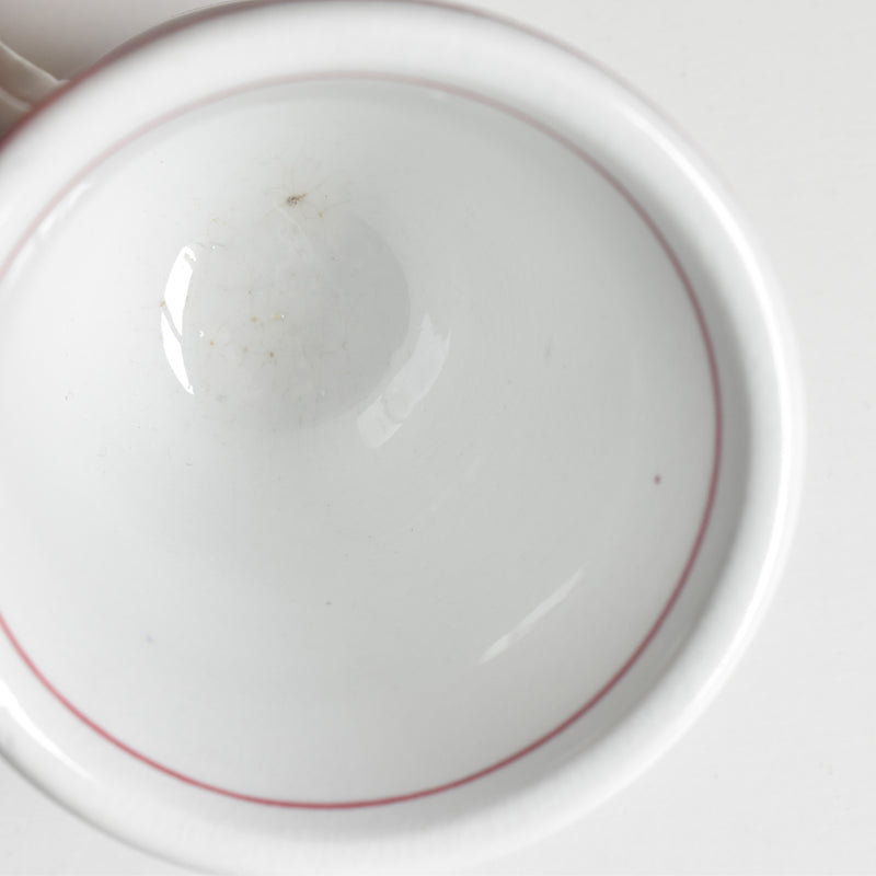 Antique Cup & Saucer, Sarreguemines Brûlot, Red D