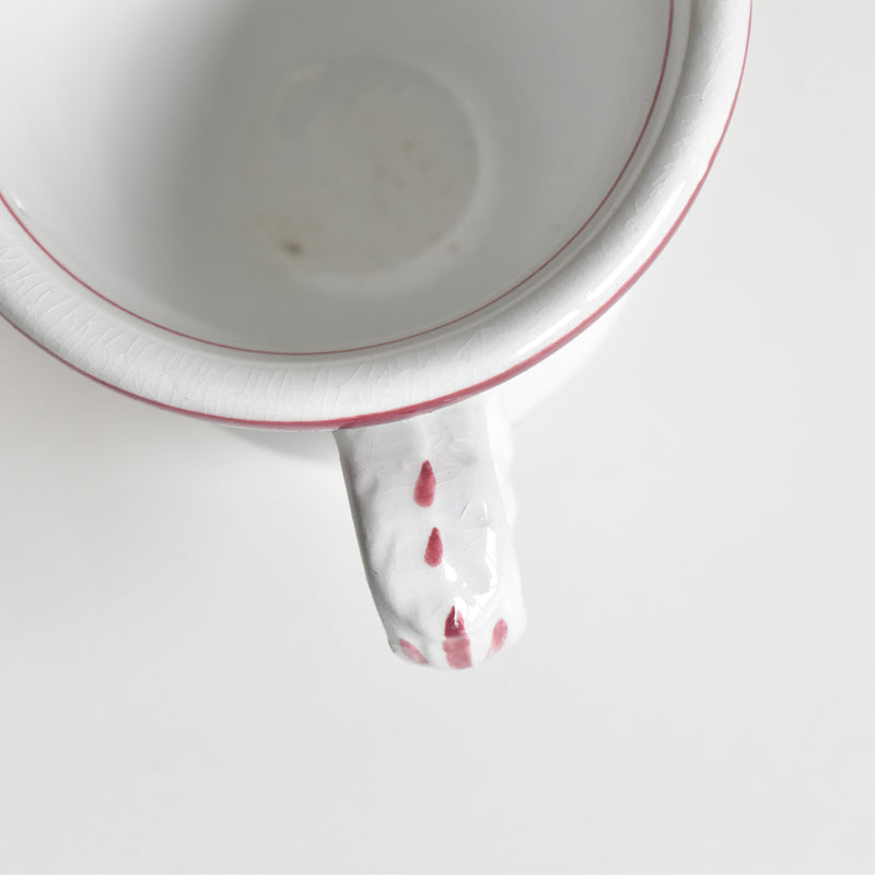 Antique Cup & Saucer, Sarreguemines Brûlot, Red D