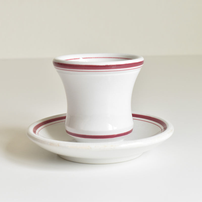 Antique Cup & Saucer, Sarreguemines Brûlot, Red D