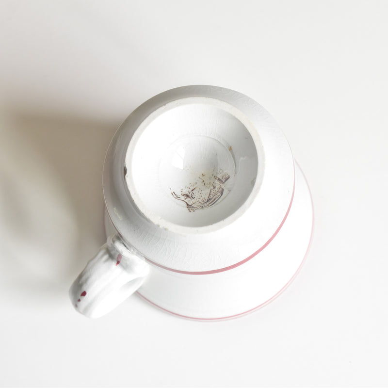 Antique Cup & Saucer Sarreguemines Brûlot Red E