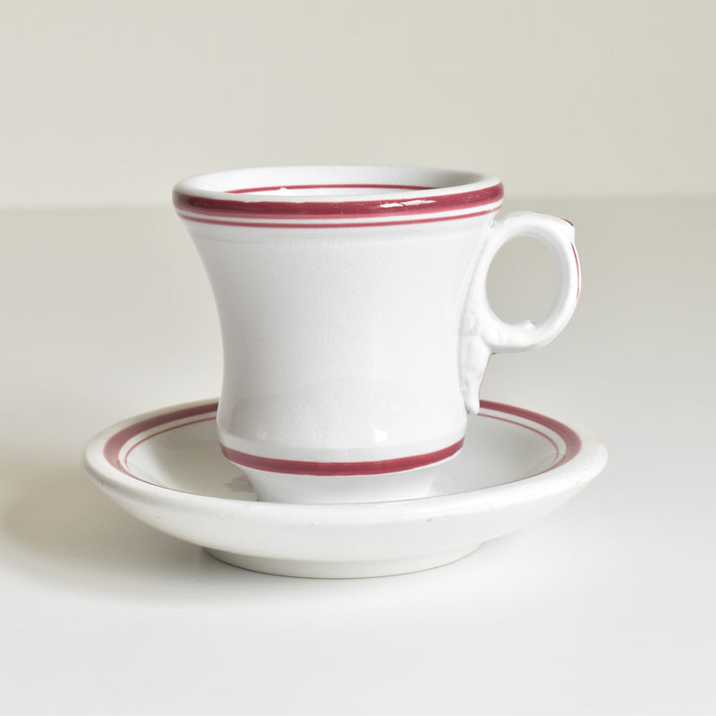 Antique Cup & Saucer Sarreguemines Brûlot Red E