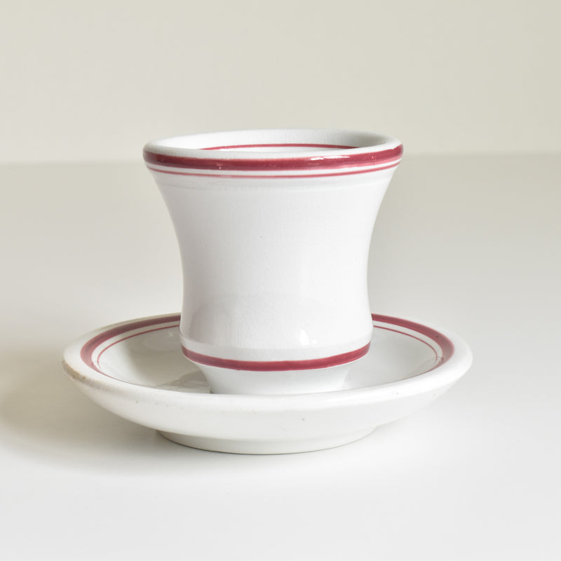 Antique Cup & Saucer Sarreguemines Brûlot Red E