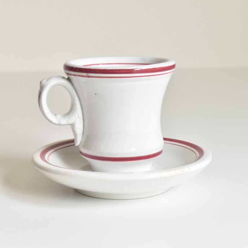Antique Cup & Saucer Sarreguemines Brûlot Red E