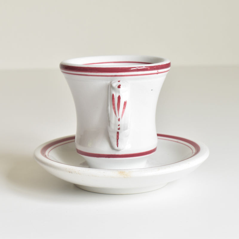 Antique Cup & Saucer Sarreguemines Brûlot Red E