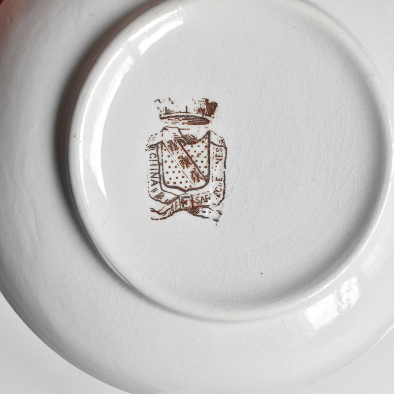 Antique Cup & Saucer Sarreguemines Brûlot Red E