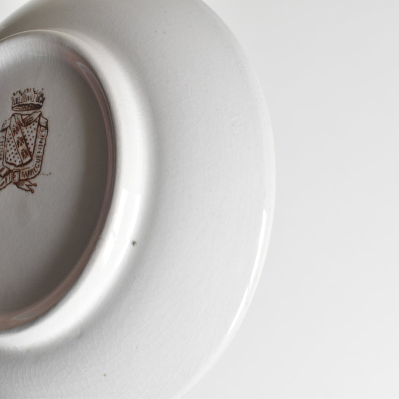 Antique cup & saucer, Sarreguemines Brûlot Red F