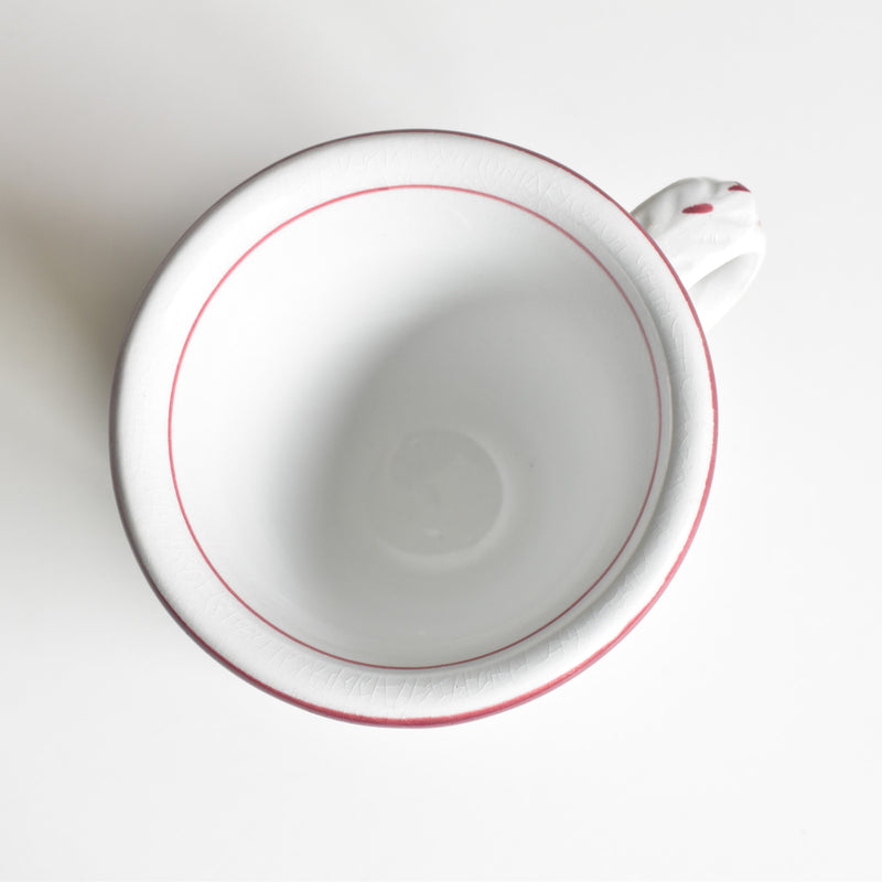 Antique cup & saucer, Sarreguemines Brûlot Red F