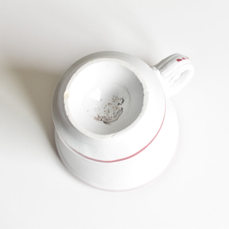 Antique cup & saucer, Sarreguemines Brûlot Red F