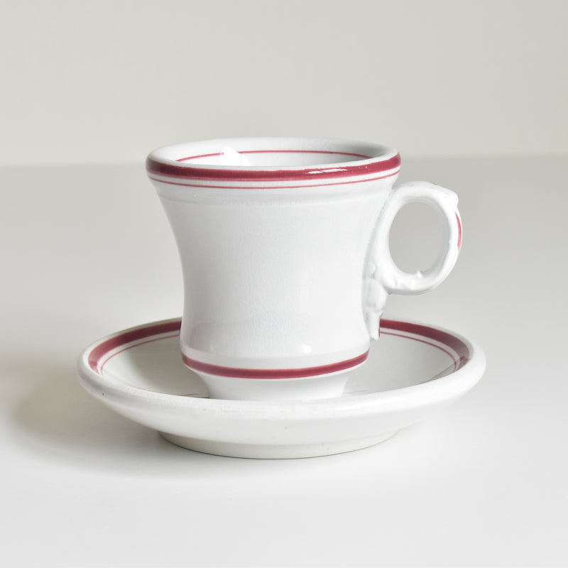 Antique cup & saucer, Sarreguemines Brûlot Red F