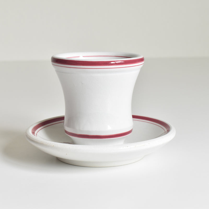 Antique cup & saucer, Sarreguemines Brûlot Red F