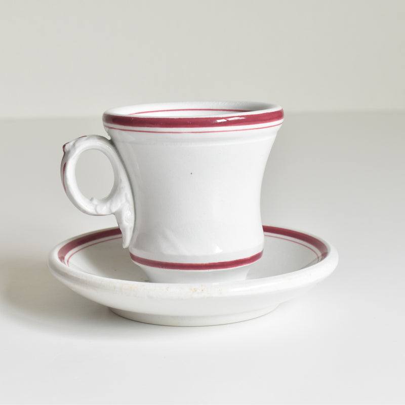 Antique cup & saucer, Sarreguemines Brûlot Red F