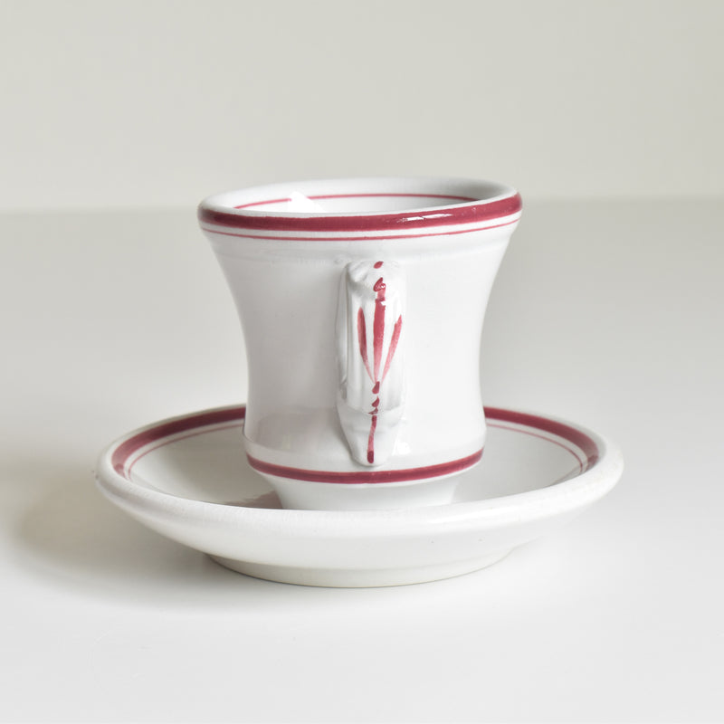 Antique cup & saucer, Sarreguemines Brûlot Red F