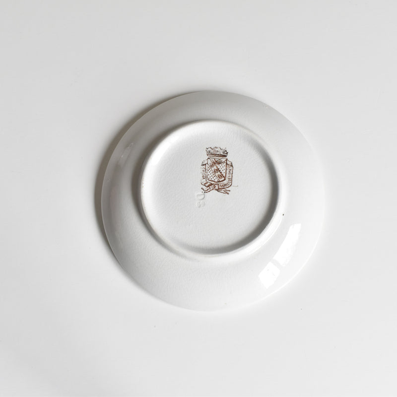 Antique cup & saucer, Sarreguemines Brûlot Red F