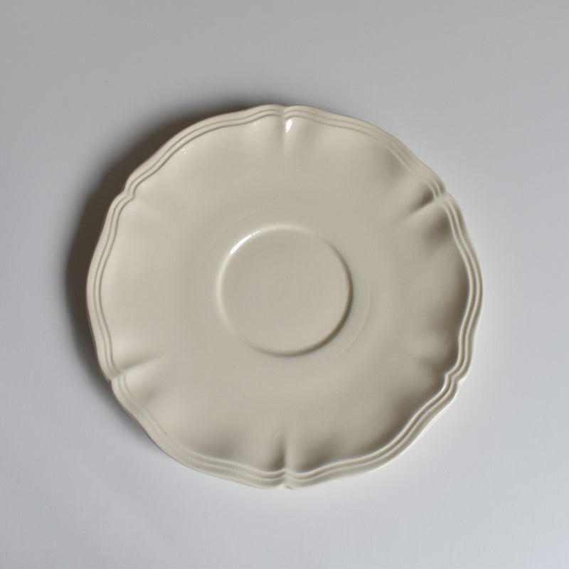 Vintage chocolate cup and saucer, Digoin & Sarreguemines Ivoire, fluted rim, C