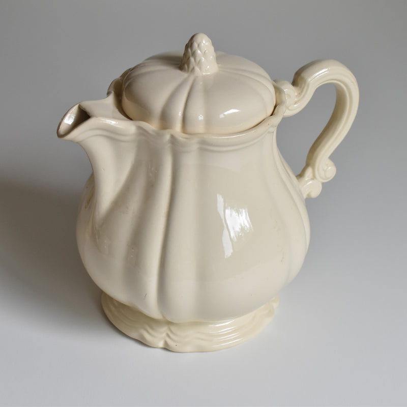 Vintage Teapot Digoin & Sarreguemines Ivoire Floral Rim