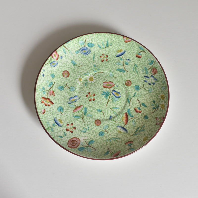 Antique Cup & Saucer Sarreguemines Green 777