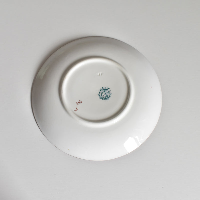Antique Cup & Saucer Sarreguemines Green 777