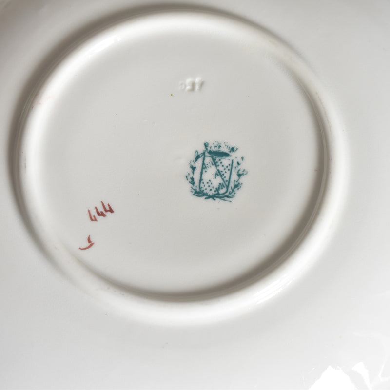 Antique Cup & Saucer Sarreguemines Green 777