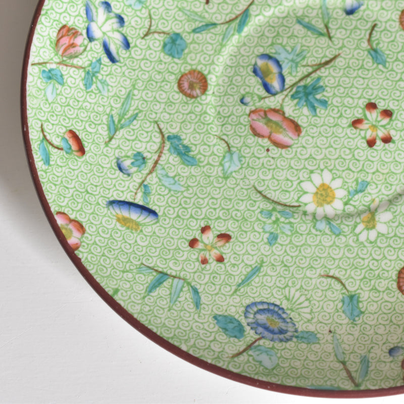 Antique Cup & Saucer Sarreguemines Green 777