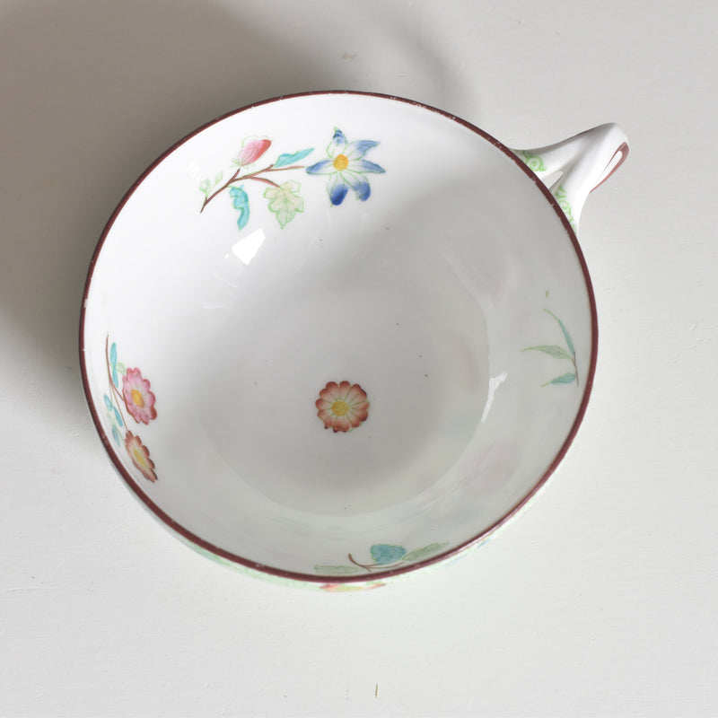 Antique Cup & Saucer Sarreguemines Green 777