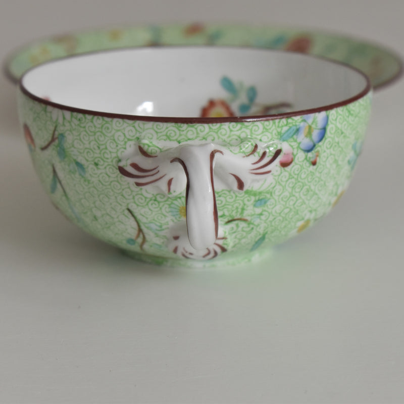 Antique Cup & Saucer Sarreguemines Green 777