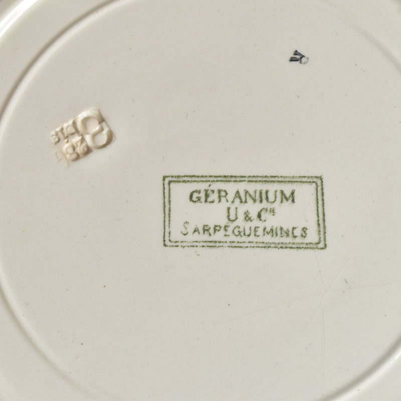 Antique Plate U&C Sarreguemines Géranium (Geranium) B