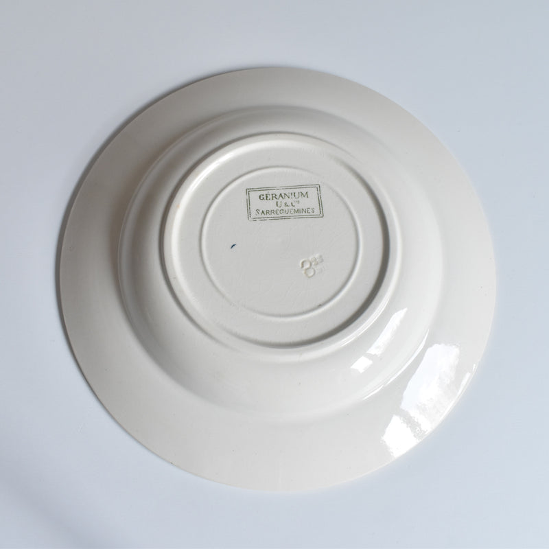 Antique Deep Plate U&C Sarreguemines Géranium (Geranium) B