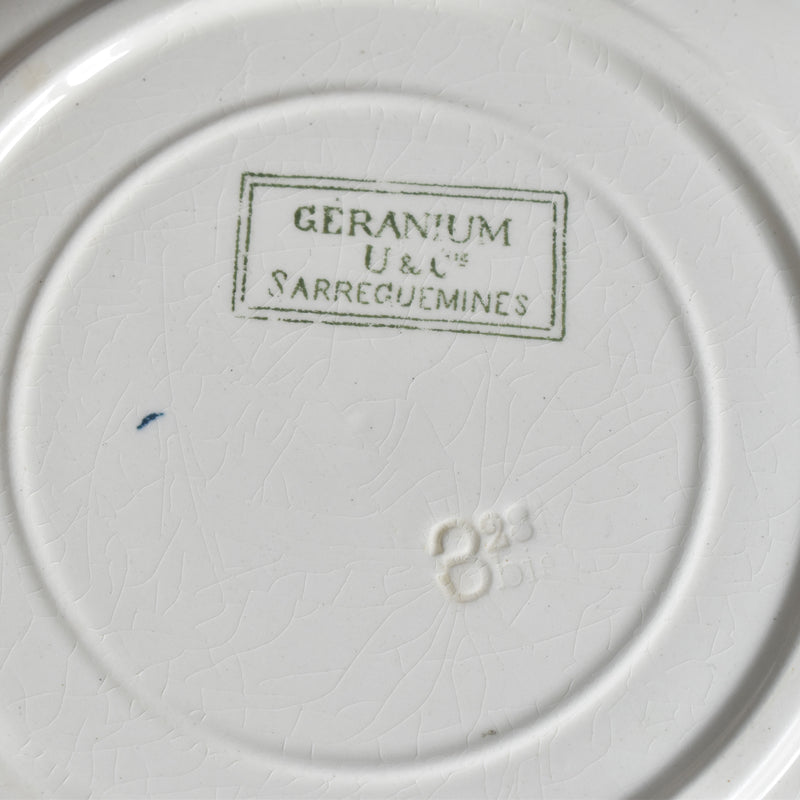 Antique Deep Plate U&C Sarreguemines Géranium (Geranium) B