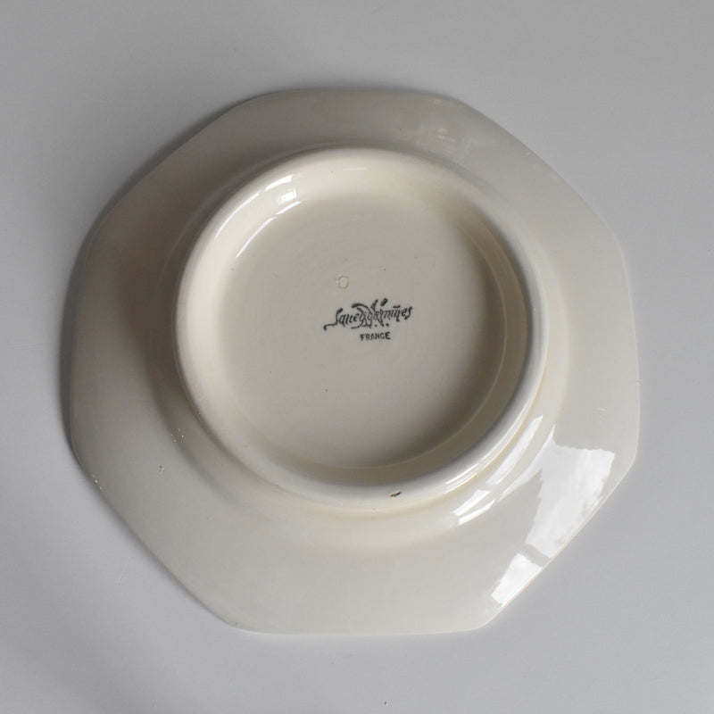 Vintage pedestal plate, Digoin & Sarreguemines, Octagonal