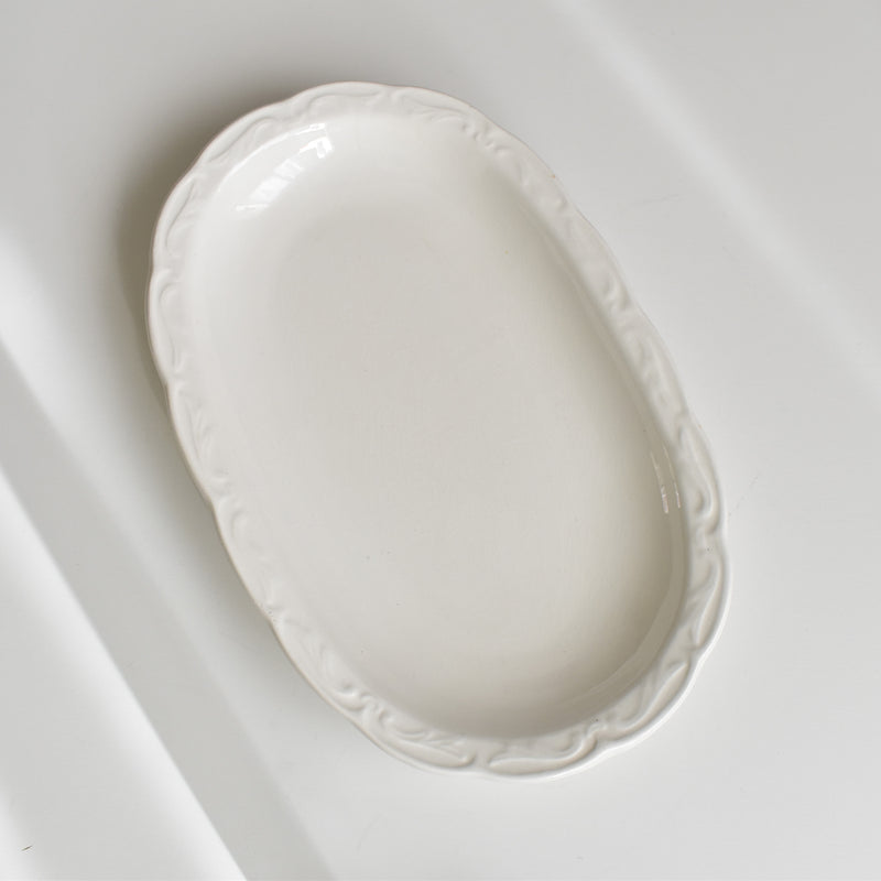 Vintage Sarreguemines Digoin White Relief Raviere