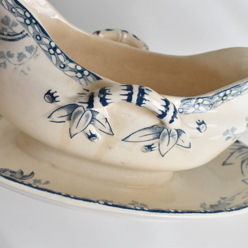 Antique Sauce Boat, U&C Sarreguemines, Royat