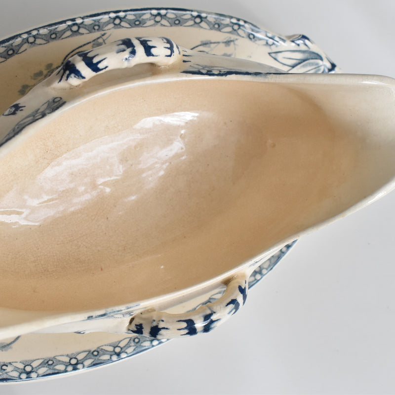 Antique Sauce Boat, U&C Sarreguemines, Royat