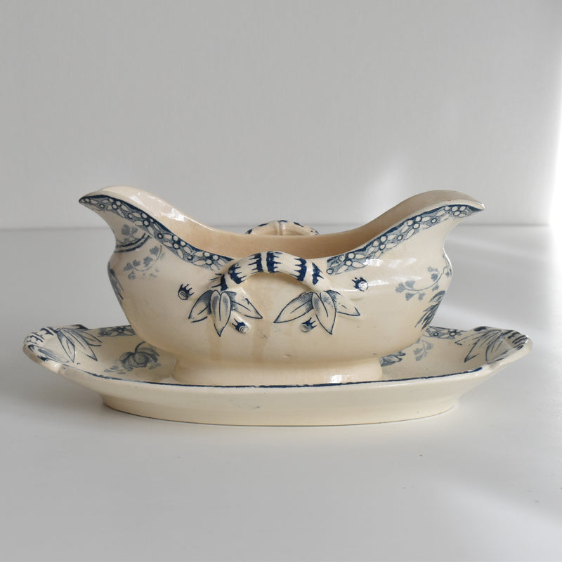 Antique Sauce Boat, U&C Sarreguemines, Royat