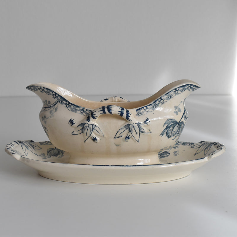 Antique Sauce Boat, U&C Sarreguemines, Royat
